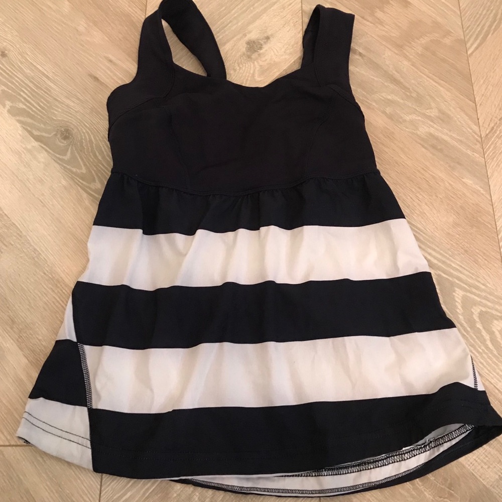 Lululemon Blue White Tank Striped 4 Top